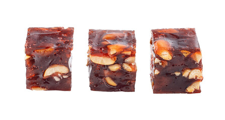 Churchkhela with walnuts. Traditional Turkish dessert. Eastern sweet. Nuts.