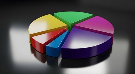 Obraz premium Colorful 3D render pie chart representing data analysis and business growth