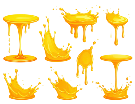 Vector illustration of golden splashes and drips against a black background