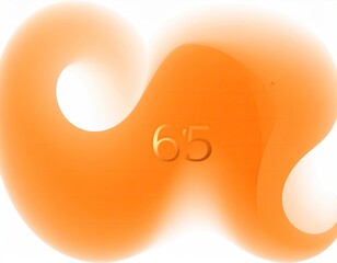 Abstract, flowing orange design with the gold numerals "65" overlayed on white