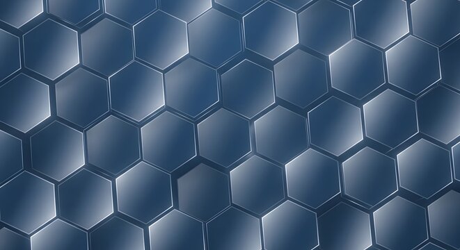 Abstract blue hexagonal pattern 3D render technology concept
