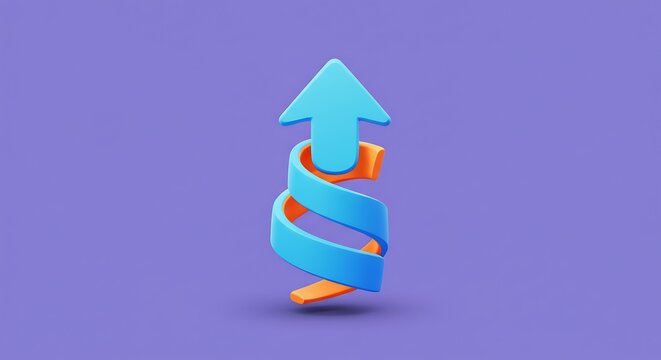 Upward arrow icon on purple background demonstrating growth and success - Powered by Adobe