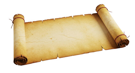 Antique parchment scroll for message or announcement isolated PNG with Transparent Background