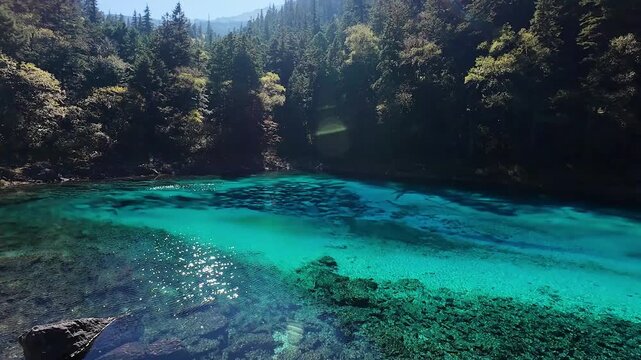 Lake in Jiuzhaigou in September