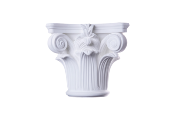 Classical ionic column capital with intricate scroll design