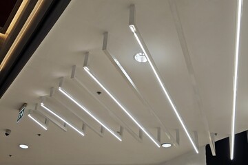 Modern Linear LED Ceiling Lighting Design in Commercial Space.