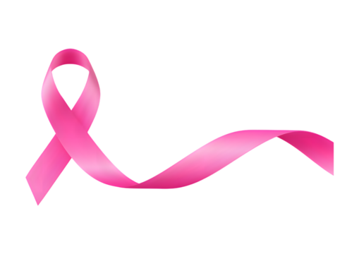 Pink ribbon isolated on transparent background for breast cancer - Powered by Adobe