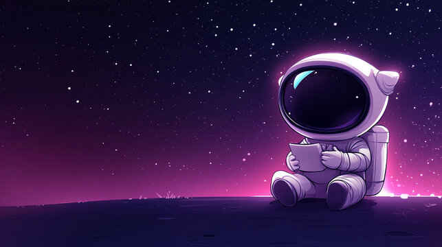 Cute cartoon astronaut in space suit with playful design symbolizing adventure exploration imagination childhood dreams and the wonder of outer space.
