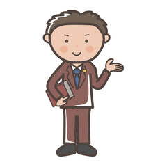 説明をする男性弁護士の全身イラスト