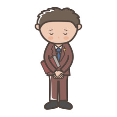 頭を下げて謝る男性弁護士の全身イラスト