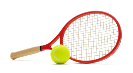 Tennis Racket and Tennis Ball on White Background for Sports and Recreation