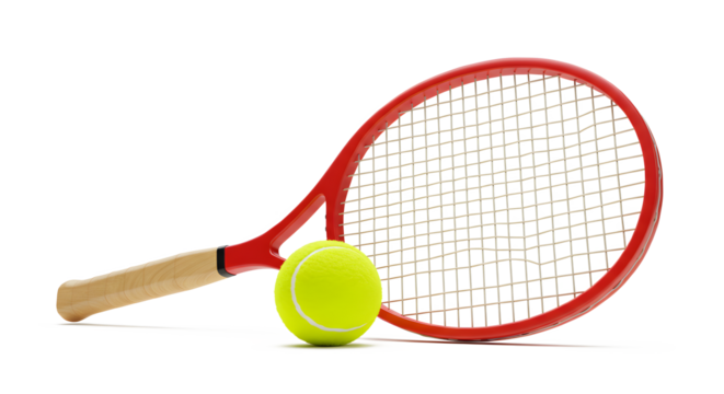 Tennis Racket and Tennis Ball on White Background for Sports and Recreation - Powered by Adobe