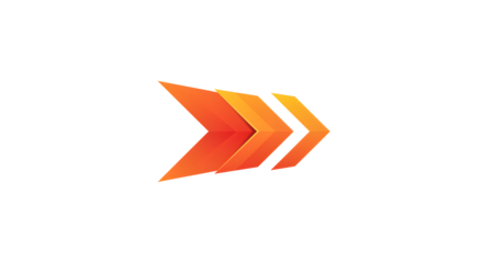 Bright Orange and Yellow Arrow Moving Forward on Transparent Background