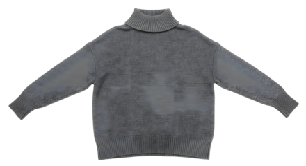 Gray Turtleneck Sweater on White Background for Casual Fashion and Clothing Marketing