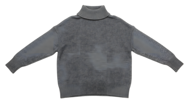 Gray Turtleneck Sweater on White Background for Casual Fashion and Clothing Marketing