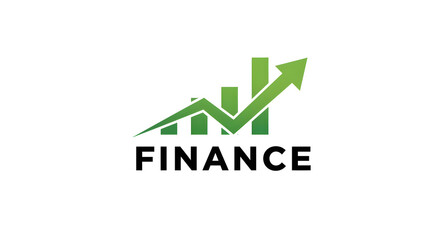 Fototapeta premium Finance Growth Chart Icon with Green Upward Arrow and Bar Graph Illustration