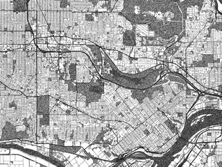 Obraz premium Detailed artistic sketch map of Burnaby British, Columbia, in monochrome black and white.