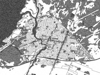 Naklejka premium Monochrome sketch map of Châteauguay, Quebec, ideal for posters, prints, and travel design.