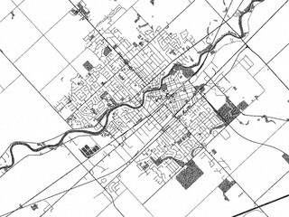 Illustrated map of Chatham, Ontario, in black and white hand-drawn digital style.