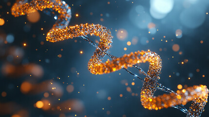 3D illustration of DNA molecule spiral symbolizing life science genetics biology evolution molecular structure and the blueprint of living organisms.