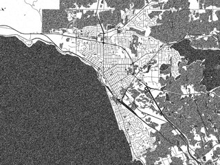 Fototapeta premium City map illustration of North Bay, Ontario, rendered in black and white sketch style.