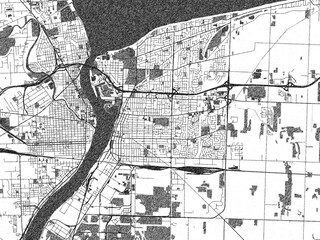 Naklejka premium Sketch-style black and white map of Sarnia, Ontario, perfect for illustration and wall art.