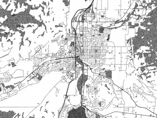 Naklejka premium Monochrome hand-drawn map of Vernon British, Columbia, ideal for decorative and editorial use.