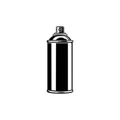 Black spray paint can design representing art supplies, graffiti culture, and creative expression.
