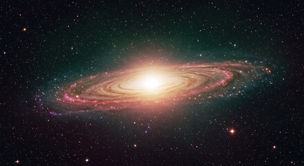 Spiral galaxy in deep space with bright central core and stars