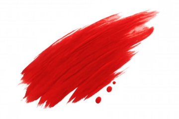 Red acrylic paint brush stroke with drips, textured smear, artistic splash, abstract element on transparent background