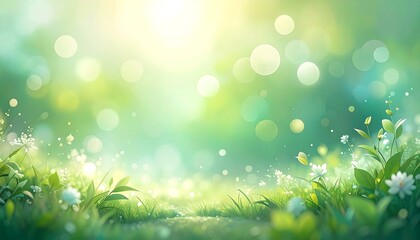 Obraz premium Lush spring meadow bathed in soft sunlight