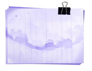 Stack of paper with gridlines and water stains clipped by a black clasp