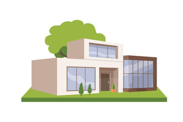 3D modern house design. 3D luxury house exterior. Real estate. House decoration.