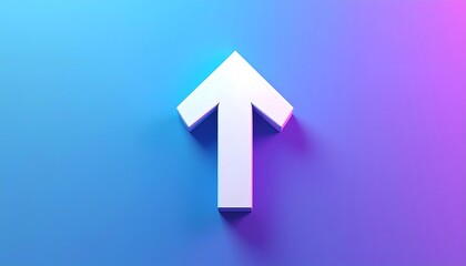 White upward arrow on gradient blue background