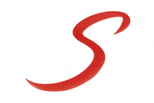 Red paint brush stroke forming letter s in elegant cursive, abstract liquid texture swirl, transparent background - Powered by Adobe