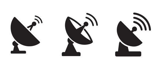 satellite dish icons set. isolated on white background for web design.