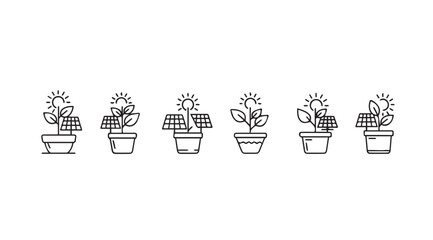 Vector art of solar panel plant icons