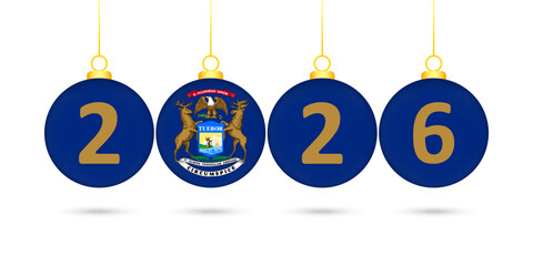 Michigan State Flag Christmas Balls 2026 Decoration.