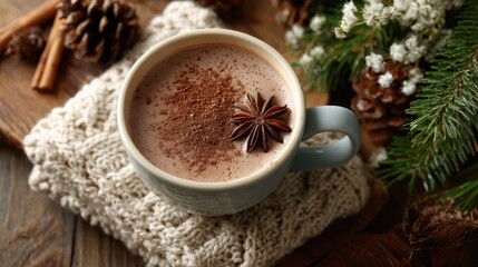 Delightful hot chocolate with cinnamon served in a cozy setting, perfect for a winter celebration during the holiday season