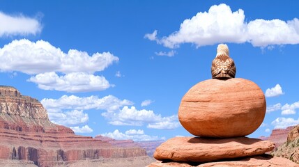 Majestic Eagle Perched on Rock Formation Against Canyon Landscape