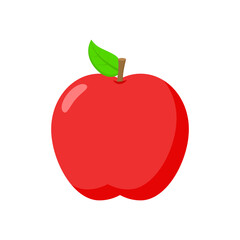 A bright red apple fruit illustration, symbolizing healthy eating and organic nutrition, isolated on a white background for easy use