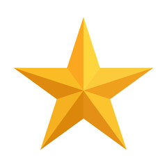 Golden star icon isolated on white background, a symbol of achievement and excellence