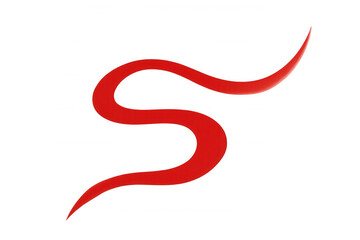 Red flowing wavy line forming an abstract s shape with smooth curves on a transparent background