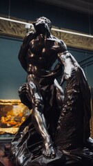 Fototapeta premium A man's figure in a museum in black