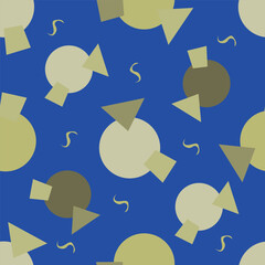 Modern geometric abstract pattern design with simple geometrical shapes and basic colorful forms. Great for use in poster arts, web design, branding presentation, album print, fashion texture and etc.