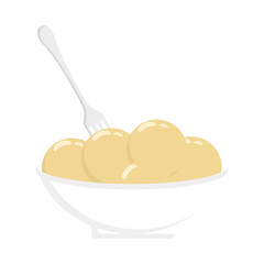 Delicious Illustration of a Bowl of Fish Balls with a Fork, Perfect for Food Blogs