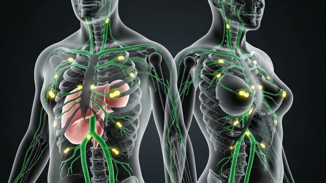 Human Lymphatic System: Male & Female Anatomy Illustration