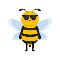 Cute Bee with Sunglasses A Cheerful Cartoon Illustration for Fun and Joy