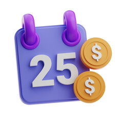 Calendar with Coins Illustration