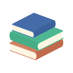 book illustration depicting a neat stack of three colorful books, serving as a versatile graphic resource for education, reading promotions, or knowledge-sharing concepts